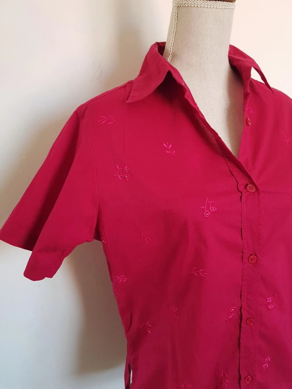 🌸 Gebrocheerde Fuchsia Bloesem & Strass Blouse Adèle Joris - Maat 40 🌸 – photo 2